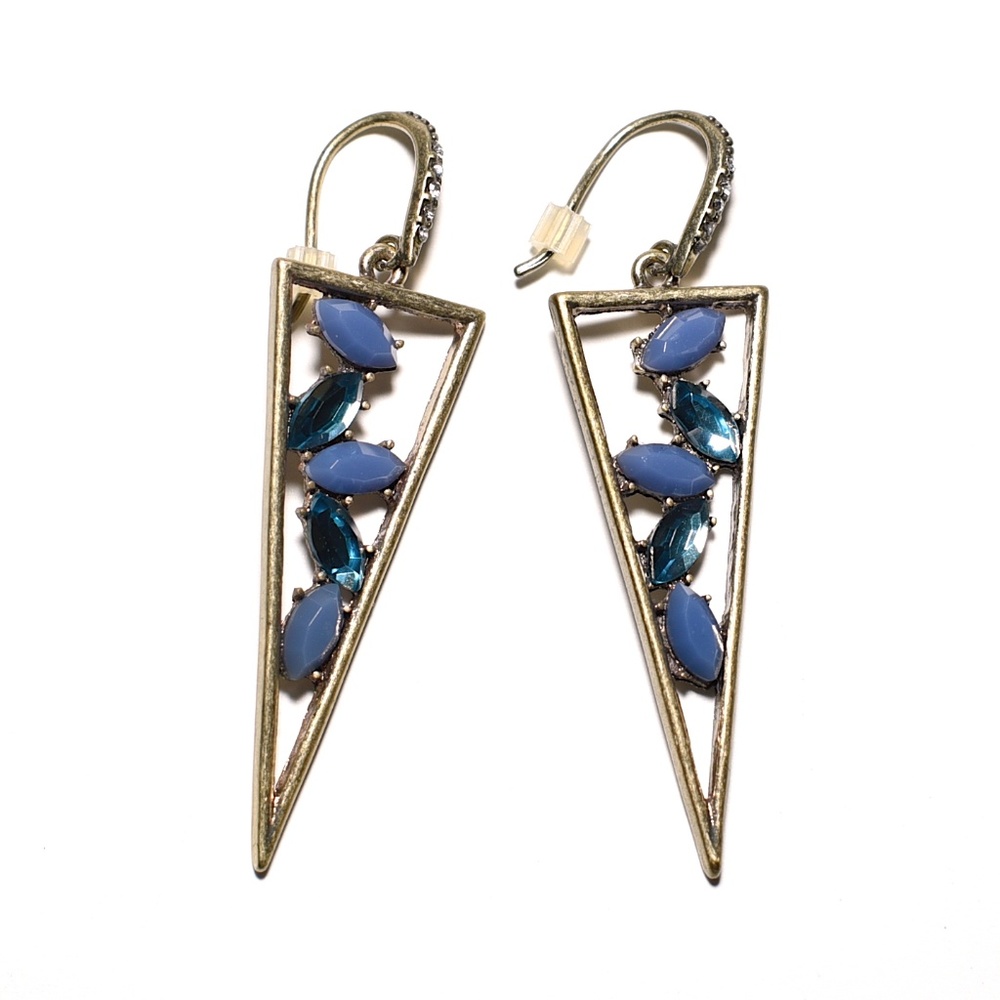 NWT ABS Stone-Embellished Triangle Dangle Earrings